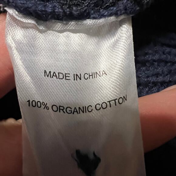 Quince Sweater Womens Medium Blue Organic Fisherman Boxy Heavy Knit Cardigan - Picture 7 of 7